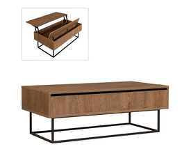 Τραπεζάκι σαλονιού Amedeo με σερβιτόρο χρώμα καρυδί 120x60x43εκ.