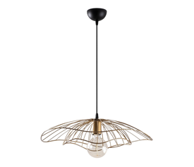 Φωτιστικό οροφής Yildo E27 μεταλλικό μονόφωτο χρώμα χρυσό vintage Φ50x111εκ.