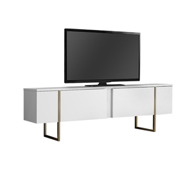 Έπιπλο τηλεόρασης Luxe χρώμα λευκό - χρυσό 180x30x50εκ.