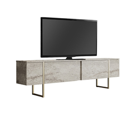 Έπιπλο τηλεόρασης Luxe χρώμα travertine - χρυσό 180x30x50εκ.
