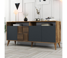 Μπουφές Milan χρώμα καρυδί - ανθρακί 180x35x78,6εκ.