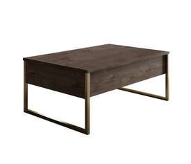 Τραπεζάκι σαλονιού Luxe χρώμα καρυδί - χρυσό 90x60x40εκ.