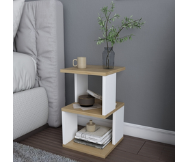 Κομοδίνο Carter χρώμα φυσικό οξιάς - λευκό 29,6x29,6x49,4εκ.