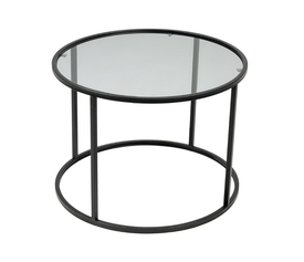 Τραπεζάκι σαλονιού Startis μέταλλο - γυαλί χρώμα μαύρο Ø60x43εκ.