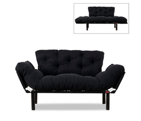 Καναπές - κρεβάτι Nitta διθέσιος υφασμάτινος χρώμα μαύρο 155x70x85εκ.
