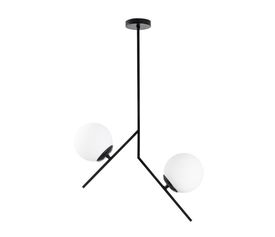 Φωτιστικό οροφής Tima E27 μεταλλικό - γυάλινο δίφωτο χρώμα μαύρο 43x15x74εκ.