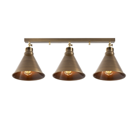 Φωτιστικό οροφής Arden E27 μεταλλικό τρίφωτο χρώμα χρυσό vintage 72x20x26εκ.