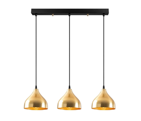 Φωτιστικό οροφής Fida E27 μεταλλικό τρίφωτο χρώμα χρυσό 68x18x114εκ.