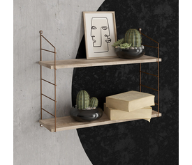 Ραφιέρα τοίχου Armoni χρώμα sacramento oak - καφέ μέταλλο 72x20x58εκ.