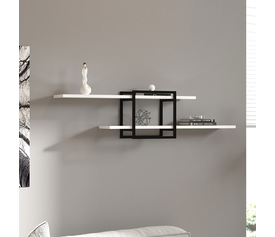 Ραφιέρα τοίχου Mone χρώμα λευκό - μαύρο 120x18x30εκ.