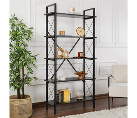 Βιβλιοθήκη Elysian χρώμα μαύρο 90x33,5x180εκ.