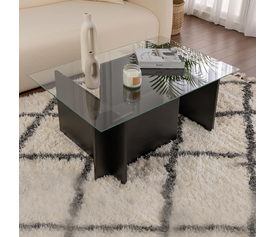 Τραπεζάκι σαλονιού Vetrino γυάλινο χρώμα μαύρο 105x65x40εκ.