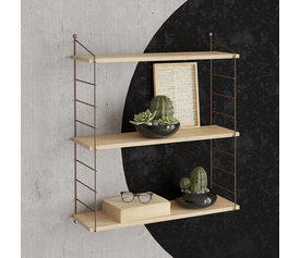 Ραφιέρα τοίχου Armoni χρώμα sapphire oak - καφέ μέταλλο 72x20x85εκ.