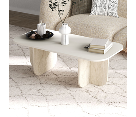 Τραπεζάκι σαλονιού Becaj χρώμα sandstone - travertine 120x60x41,4εκ.