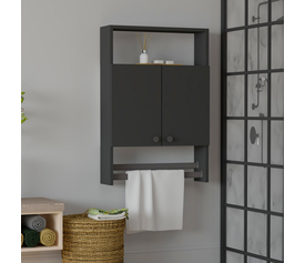 Ντουλάπι μπάνιου επιτοίχιο Ela χρώμα ανθρακί 60x15x87εκ.