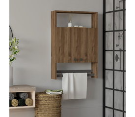 Ντουλάπι μπάνιου επιτοίχιο Ela χρώμα καρυδί 60x15x87εκ.