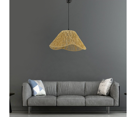 Φωτιστικό οροφής Sukne E27 γιούτα μονόφωτο χρώμα camel Ø35x60εκ.