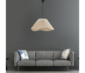 Φωτιστικό οροφής Sukne E27 από σχοινί μονόφωτο χρώμα εκρού Ø35x60εκ.