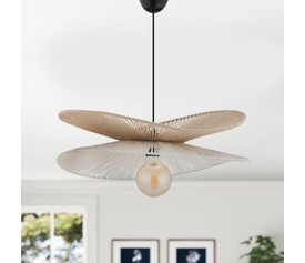 Φωτιστικό οροφής Dafodil E27 από σχοινί μονόφωτο χρώμα μπεζ - λευκό Ø48x55εκ.