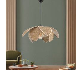 Φωτιστικό οροφής Magnolia E27 ύφασμα PVC μονόφωτο χρώμα μπεζ Ø40x55εκ.