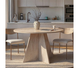 Τραπέζι Virela χρώμα travertine Ø120x75εκ.