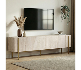 Έπιπλο τηλεόρασης Nexus χρώμα travertine - χρυσό 180x30x45,5εκ.