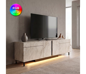Έπιπλο τηλεόρασης Arlen με Led Rgb χρώμα travertine 180x32x50εκ.