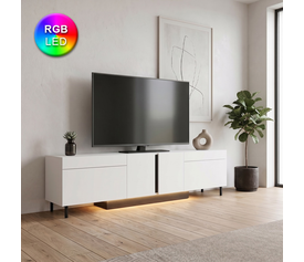 Έπιπλο τηλεόρασης Arlen με Led Rgb χρώμα λευκό 180x32x50εκ.