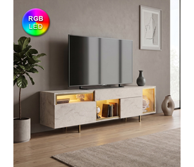 Έπιπλο τηλεόρασης Norm με Led Rgb χρώμα travertine - χρυσό 180x32x55εκ.
