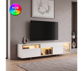 Έπιπλο τηλεόρασης Norm με Led Rgb χρώμα λευκό - χρυσό 180x32x55εκ.