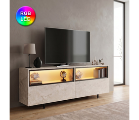 Έπιπλο τηλεόρασης Eco με Led Rgb χρώμα travertine 180x32x67εκ.