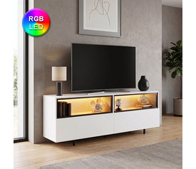 Έπιπλο τηλεόρασης Eco με Led Rgb χρώμα λευκό 180x32x67εκ.