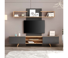 Σύνθεση τηλεόρασης Giacomo χρώμα sapphire oak - ανθρακί 180x40x45εκ.