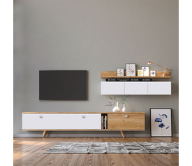 Σύνθεση τηλεόρασης Hera χρώμα sapphire oak - λευκό 170x37x45εκ.