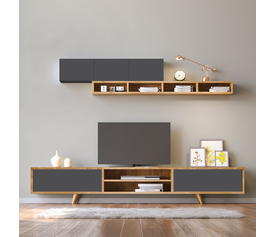 Σύνθεση τηλεόρασης Serine χρώμα sapphire oak - ανθρακί 170x37x45εκ.