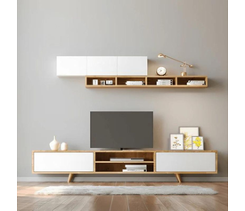 Σύνθεση τηλεόρασης Serine χρώμα λευκό - sapphire oak 170x37x45εκ.