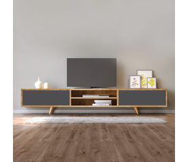 Έπιπλο τηλεόρασης Serine χρώμα sapphire oak - ανθρακί 170x37x45εκ.