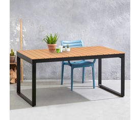 Τραπέζι κήπου Poseidon μέταλλο - ξύλο χρώμα μαύρο - καρυδί 180x92x75εκ.