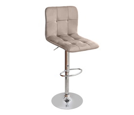 Carmelo bar stool with adjustable height beige velvet - chrome base 45x42x90/113 cm