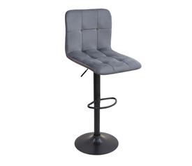 Σκαμπό μπαρ Carmelo με ρυθμιζόμενο ύψος βελούδο γκρι - βάση μαύρο ματ 45x42x90/113εκ.