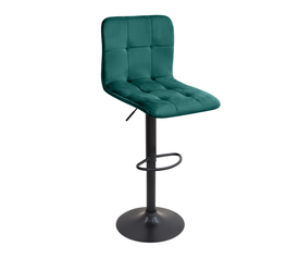 Σκαμπό μπαρ Carmelo με ρυθμιζόμενο ύψος βελούδο κυπαρισσί - βάση μαύρο ματ 45x42x90/113εκ.