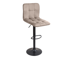 Σκαμπό μπαρ Carmelo με ρυθμιζόμενο ύψος βελούδο μπεζ - βάση μαύρο ματ 45x42x90/113εκ.
