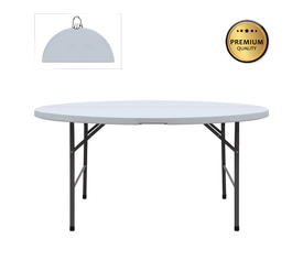 Τραπέζι catering - συνεδρίου Capri πτυσσόμενο – βαλίτσα στρογγυλό χρώμα λευκό του πάγου Ø152x74εκ.