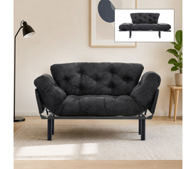 Καναπές Κρεβάτι Nitta Υφασμάτινος Μαύρος 155x70x85 εκ.