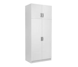 Ντουλάπα ρούχων Victoria δίφυλλη με πατάρι χρώμα λευκό 100x60x240εκ.