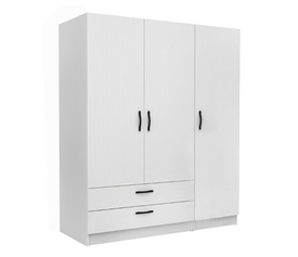 Ντουλάπα ρούχων Victoria τρίφυλλη με συρτάρια χρώμα λευκό 150x60x181εκ.