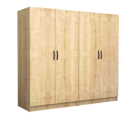 Ντουλάπα ρούχων Victoria τετράφυλλη χρώμα φυσικό οξιάς 200x60x181εκ.