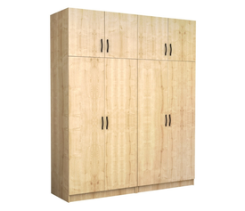 Ντουλάπα ρούχων Victoria τετράφυλλη με πατάρι χρώμα φυσικό οξιάς 200x60x240εκ.