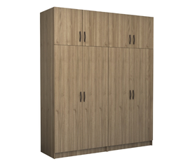 Ντουλάπα ρούχων Victoria τετράφυλλη με πατάρι χρώμα καρυδί 200x60x240εκ.