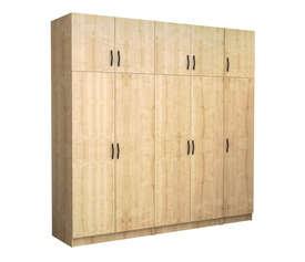 Ντουλάπα ρούχων Victoria πεντάφυλλη με πατάρι χρώμα φυσικό οξιάς 250x60x240εκ.